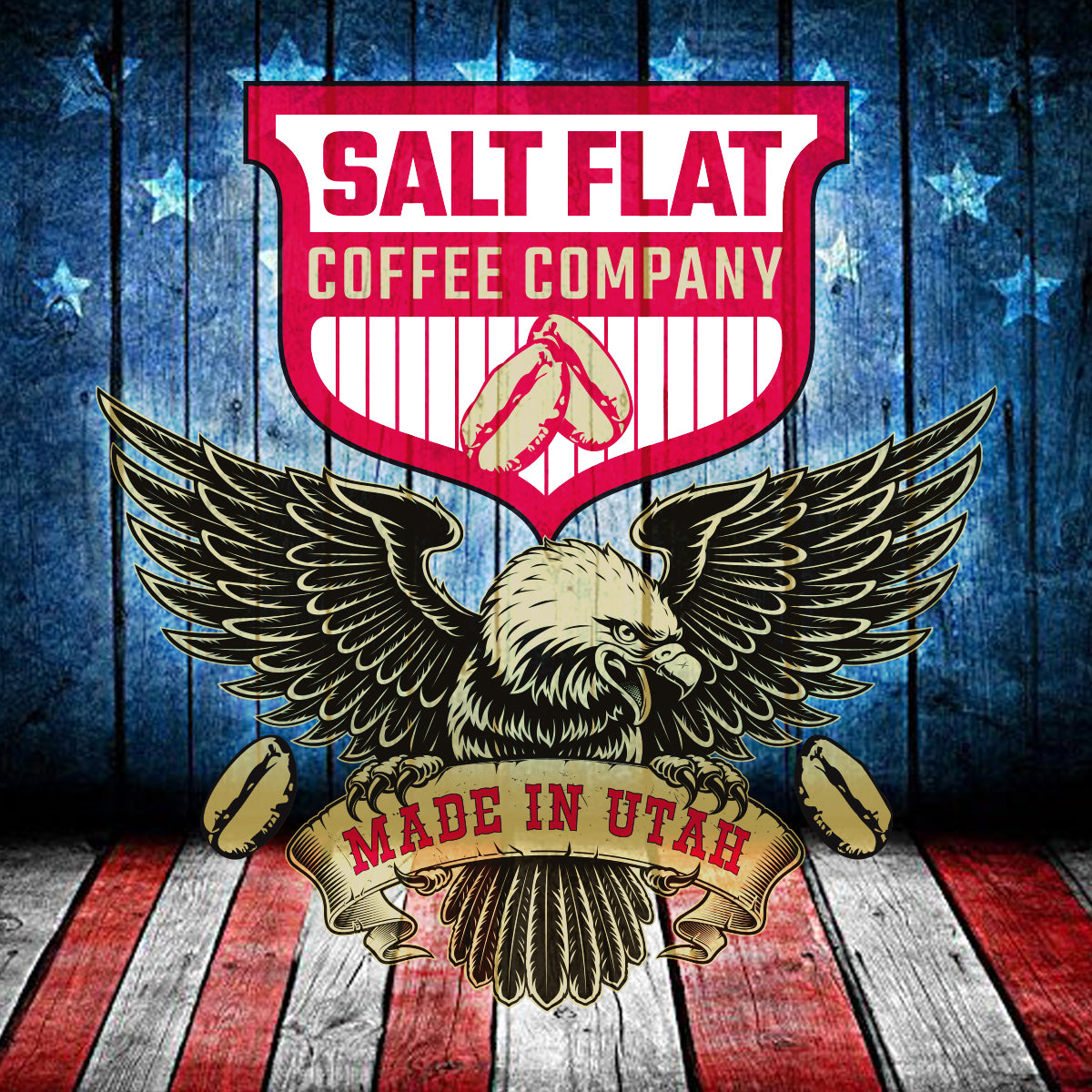 Salt Flat Coffee Eagle Shield design